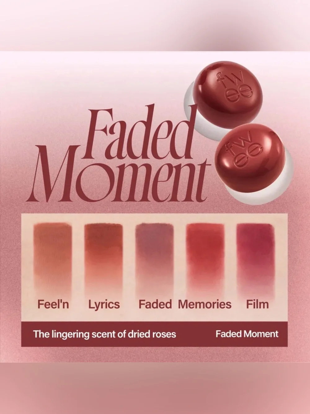 Fwee Faded Lip & Cheek Blurry Pudding Pot- dusty rose, cool undertone, rose tone